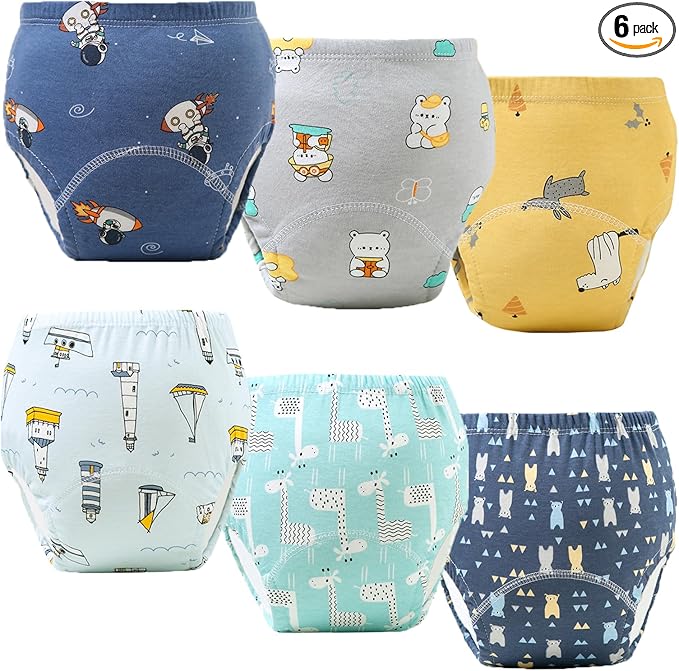 Upairy Training Pants Potty Training Underwear for Boys Girls,Toddler Potty Pants for 2T-5T,Soft Absorbent & Leak-Proof with Characters, 100% Cotton Washable (6PCS,M)