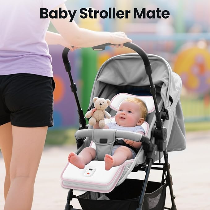 Baby Stroller Cooling Pad,Car Seat Cooler with 2 Built-in Blower Fan| 10h maxRuntime & 10000mAh Battery | 3-Speed Adjustable & Breathable 3D Mesh, Carseat Cushion,Baby Essentials in Summer