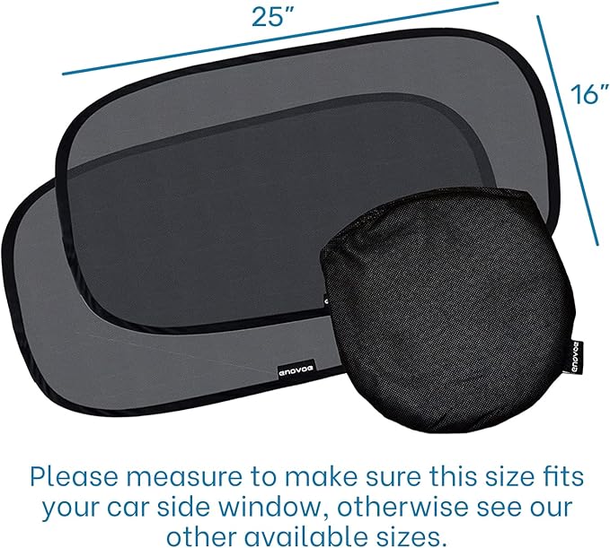 Enovoe Car Window Shade for Baby - (4 Pack) - XL - 25" x 16" - Cling Car Sun Shade for Windows - Sun, Glare and UV Rays Protection for Your Child