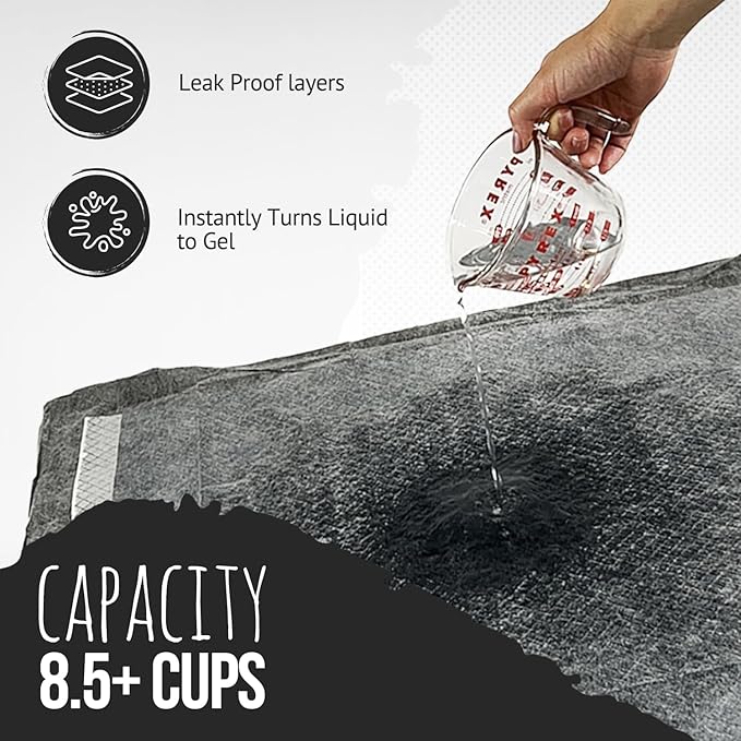 Bulldoglogy Carbon Black XL Dog Pee Pads for Extra Large Dogs with Adhesive Sticky Tape - Extra Large Charcoal Housebreaking Dog Pee Pads Disposable (24x35) (40-Count, Black)