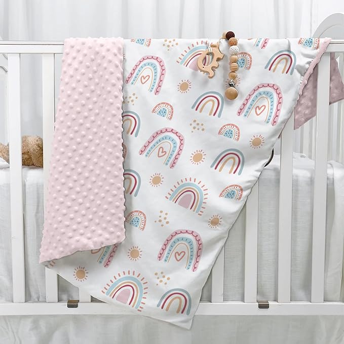 SANDJEST Rainbow Kid Blanket for Girls - 30 x 40 Kids Minky Blanket - Gifts for Kids on Birthday Christmas Nursery Bedroom Decor