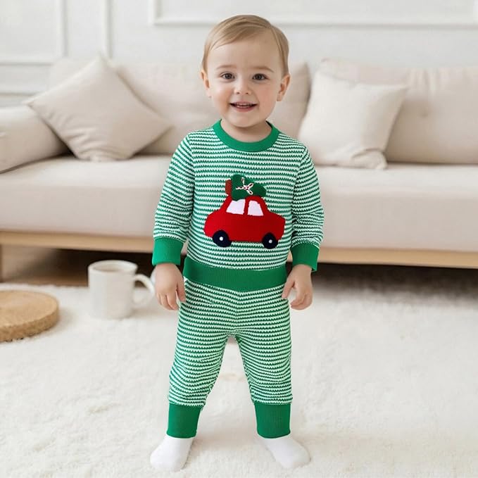 CIYCUIT Toddler Baby Boy Outfits Striped Sweatshirt Pants Clothes Set