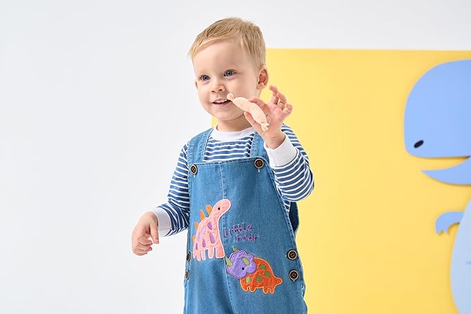 Cute Baby Boy Clothes Suit Toddler Boys' Striped long Sleeve T-Shirt+Denim Overalls Jumpsuit Pants Outfits Sets