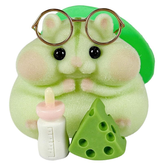 Handmade Taba Squishy Hamster Toy, Cute Squishy Hamster Fidget Toy, Realistic Hamster Toy, Soft Silicone Mochi Furry Toy, Stress Relief Gift for Adults & Kids, Sensory Anxiety Plushie (Green)