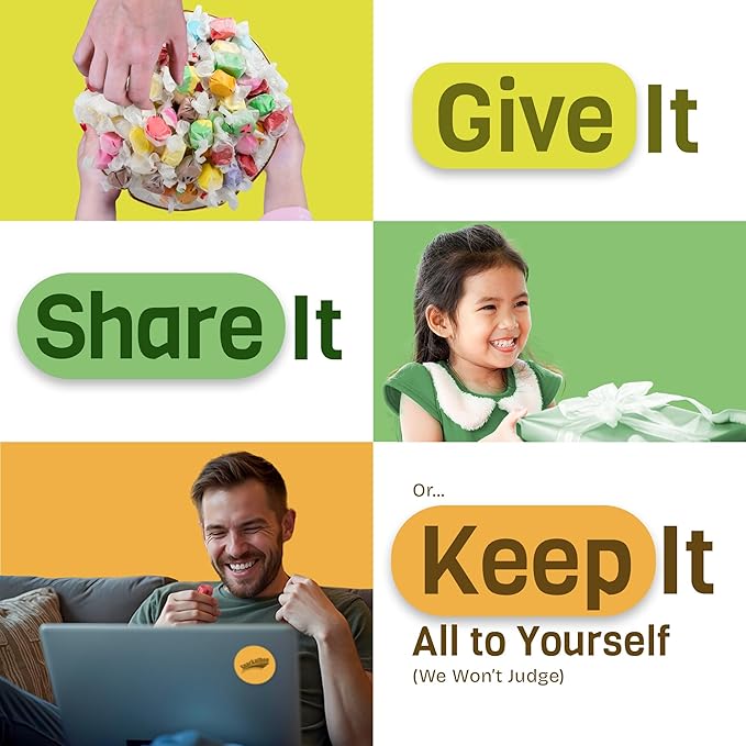 Snackathon Salt Water Taffy Assorted Mix – 24 Flavor Variety, Bulk 4 LB Party Size, Soft & Chewy Gourmet Candy, Approx. 280+ Individually Wrapped Pieces