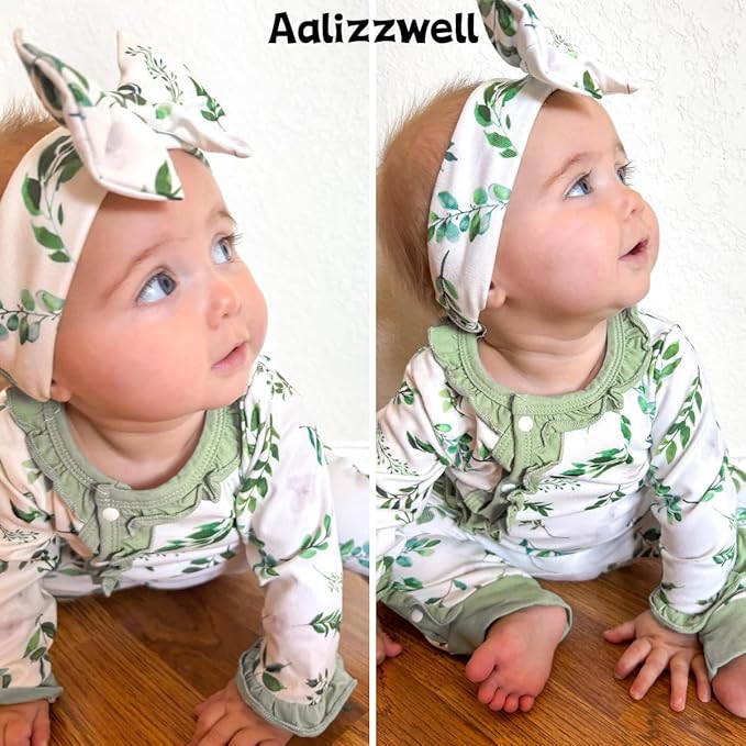 Aalizzwell Baby Girls Romper Outfit Fall Winter Clothes with Accessories