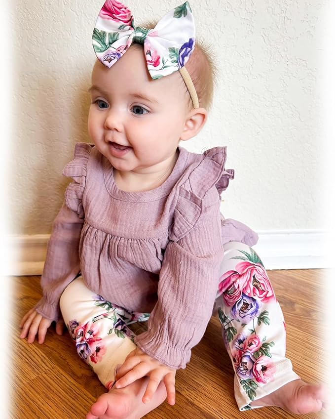 HINTINA Infant Baby Girl Long Sleeve Fall Winter Outfits With Headband