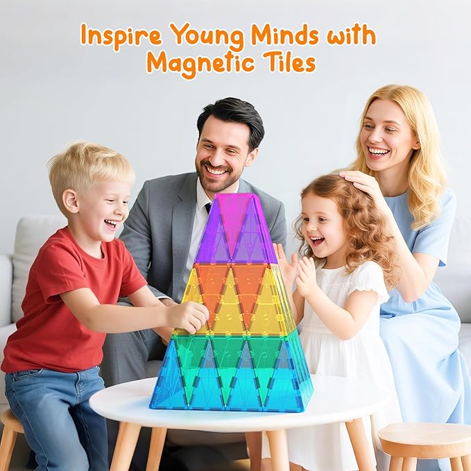 Magnetic Tiles Building Block Set: 16PCS Isosceles Triangle Expansion Pack Construction Building Blocks, Starter Set for Kids Ages 3+