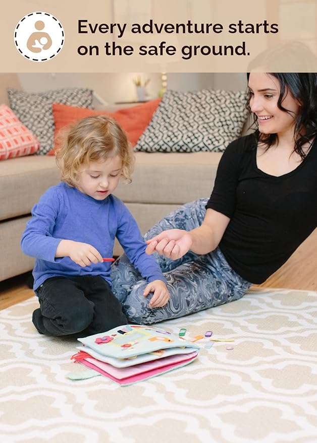 Baby Care Play Mat (Large, Moroccan - Beige) 82'' x 55'' Original One-Piece Reversible Rollable Waterproof Baby Mat, Floor Cushion for Babies 6-12 Months, Infants, Toddlers, and Kids