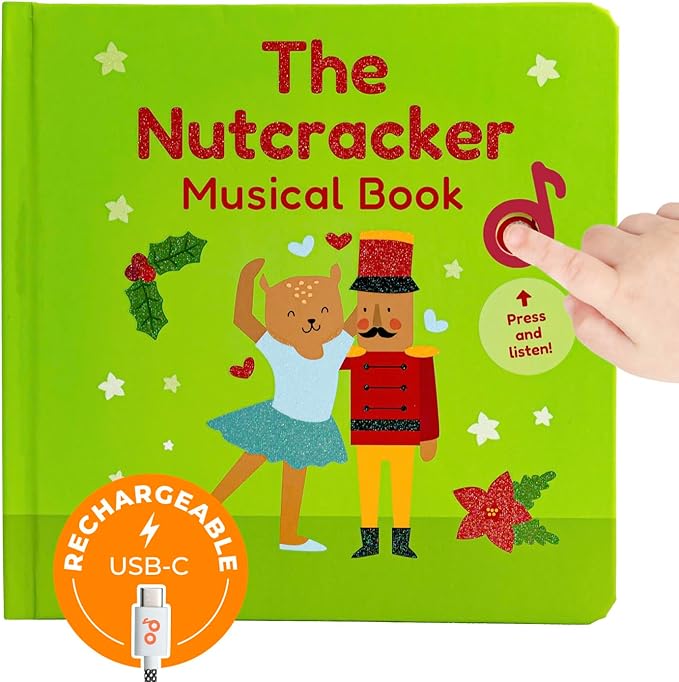 Cali's Books The Nutcracker Book for Children | Rechargeable USB Musical Book for Toddlers 1-3 | The 6 Excerpts from Tchaikovsky's Nutcracker | Ballet Gift for Kids