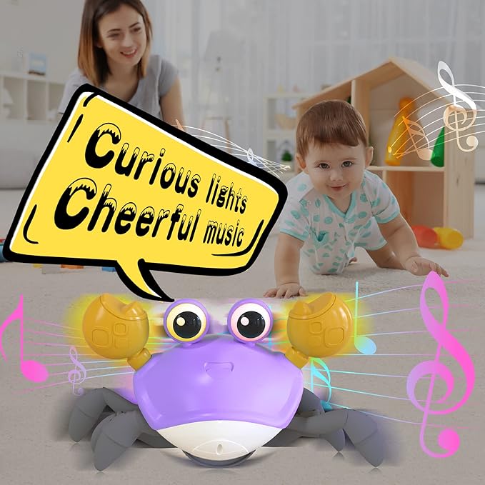 Yeaye Crawling Crab Baby Toys Infant - Tummy Time Toy Gifts for 3 4 5 6 7 8 9 10 11 12 Boy Girl with Learning Crawl System Music for 0-6 6-12 12-18 36 Months Walking Toddler Birthday Gift(Purple)
