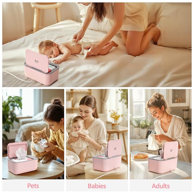 Wipe Warmer, Baby Wipe Warmer with 3 Modes Temperature Control, Diaper Wipes Dispenser with Large Capacity, Evenly Overall Heating, Constant Temperature Wipe Holder