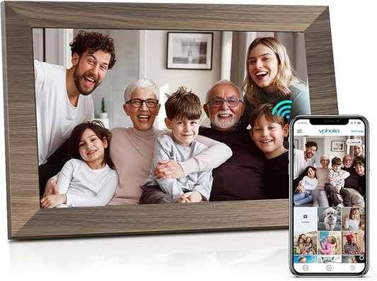Canupdog 10.1 WiFi Digital Picture Frame, IPS Touch Screen Smart Cloud Digital Photo Frame with 16GB Storage, Wall Mountable, Auto-Rotate, Share Photos from Anywhere Via App, Email