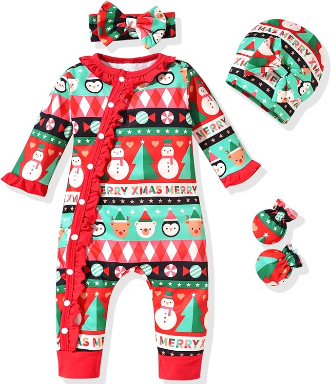 Aalizzwell Baby Girls Romper Outfit Fall Winter Clothes with Accessories