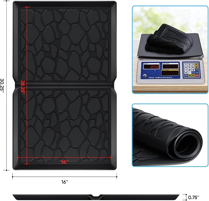 All Weather Mat for W2 Series, 30x16 inch Foldable Silicone Stroller Wagon Floor Insert Pad with Two Hooks