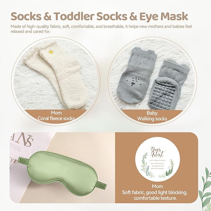 New Mom & Baby Gift Set | Pregnancy & Baby Shower Gifts for Her | Mama Bear Mug, Eye Mask & Baby Rattle Care Package
