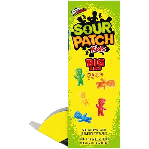 SOUR PATCH KIDS Big Kids Individually Wrapped Soft & Chewy Candy, Bulk Candy, School Snacks, 240 Count Box