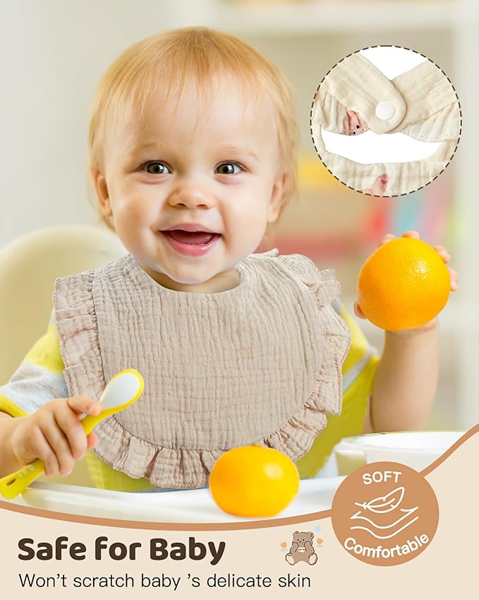 Lictin 8-Pack Muslin Baby Bibs - Bandana Drooling and Teething Bibs, Unisex Cotton