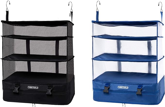 TABITORA Portable Hanging Travel Shelves Bag Packing Cube Organizer Suitcase Storage Large Capacity