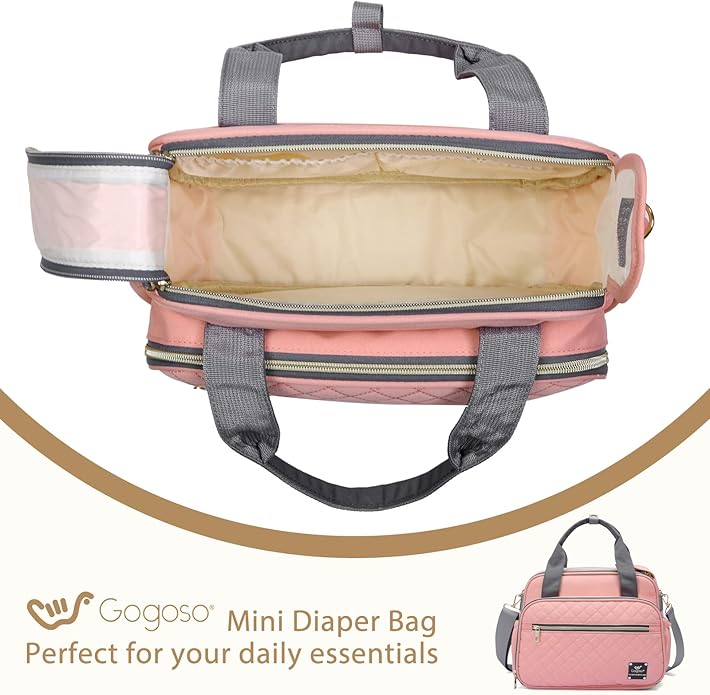 Crossbody Small Diaper Bag, Cute Mini Baby Diaper Tote Bags with Insulated Pockets for Traveling Outdoor Parent