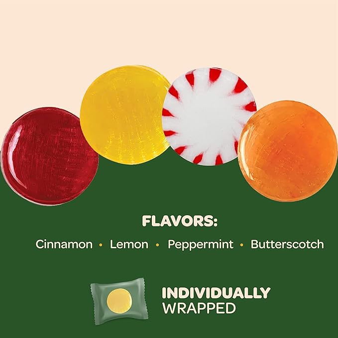 Sugar-Free Hard Candy Assortment - 1 Pound Pack (About 80 Count) - Lemon, Butterscotch, Peppermint, Cinnamon
