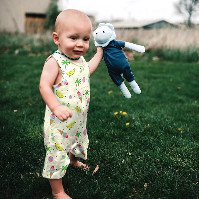 Babysoy Organic Pattern Print Tank Romper Shortall
