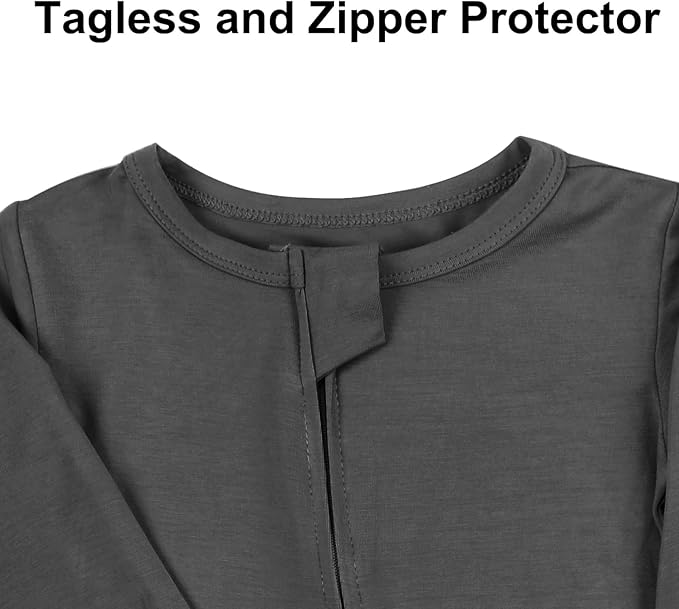 Aablexema Baby Footless Pajamas Rayon 3pcs Unisex Infant Zipper Romper with Mitten Cuffs Sleep Play PJs