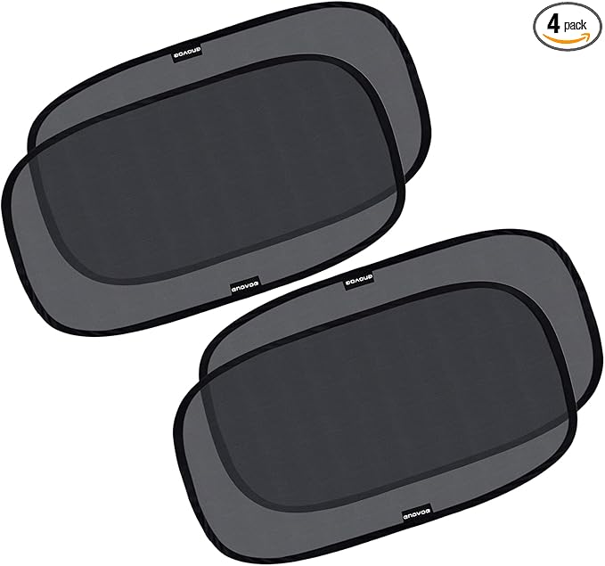 Enovoe Car Window Shade for Baby - (4 Pack) - XL - 25" x 16" - Cling Car Sun Shade for Windows - Sun, Glare and UV Rays Protection for Your Child