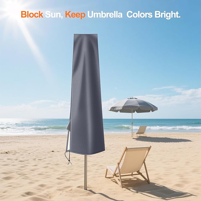 OKPOW Outdoor Umbrella Cover - Small Patio Cover for 6 ft to 9 ft Table Umbrellas - Waterproof Windproof Anti-UV Garden Parasol Covers, Dark Grey