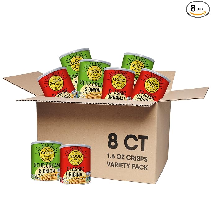 The Good Crisp Company, Good Crisps Minis (Variety Pack, 1.6 Ounce, Pack of 8) Contains: 4 Original and 4 Sour Cream & Onion