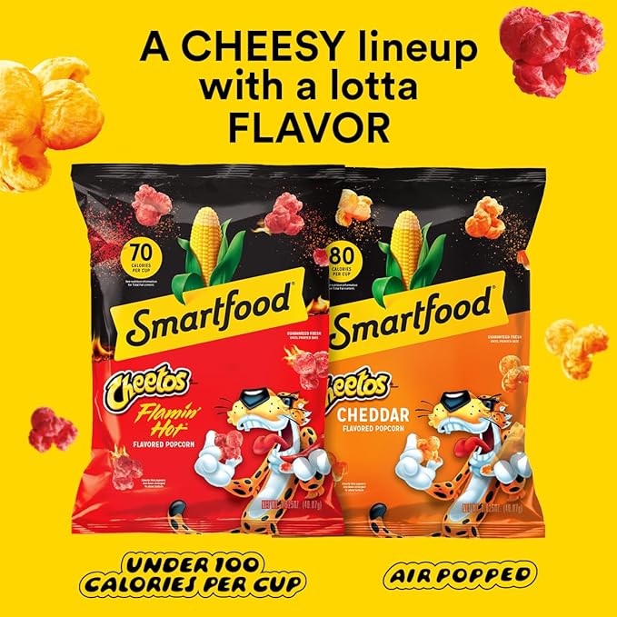 Smartfood Popcorn, White Cheddar and Flamin' Hot White Cheddar Variety Pack, 0.5 Ounce (Pack of 40)