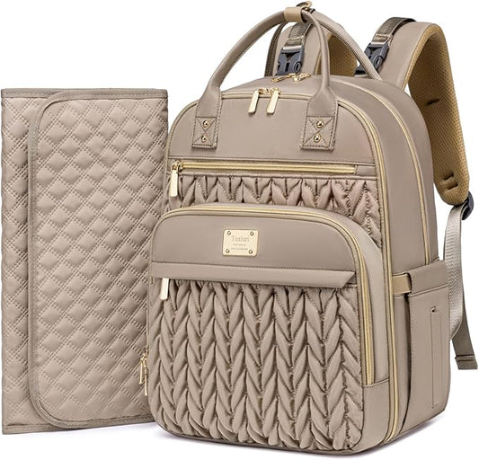 Diaper Bag Backpack,Stylish Baby Diaper Bag,Waterproof Travel Diaper Backpacks Baby Bags with Changing Pad,Stroller Straps,Insulated Pockets (Khaki)