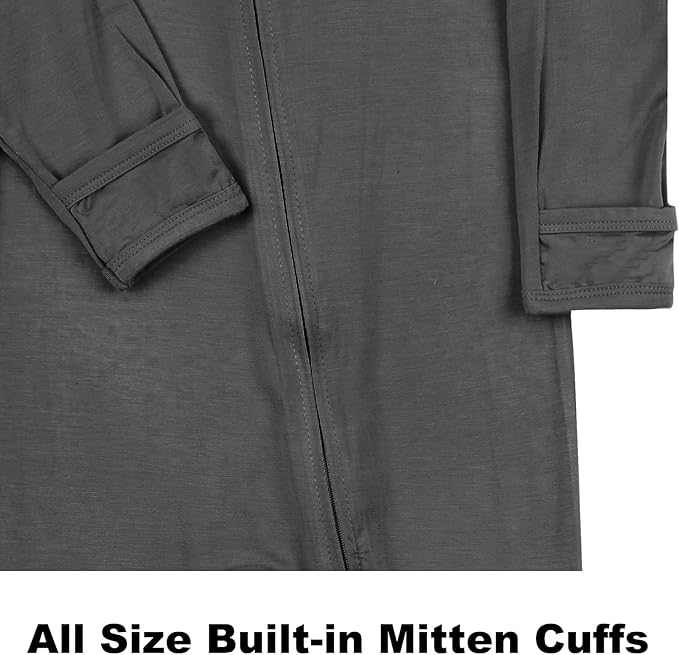 Aablexema Baby Footless Pajamas Rayon 3pcs Unisex Infant Zipper Romper with Mitten Cuffs Sleep Play PJs