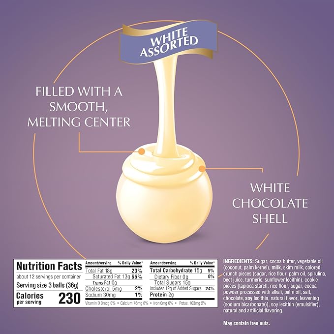 Lindt LINDOR White Chocolate Assorted Chocolate Candy Truffles, 15.2 oz. Bag