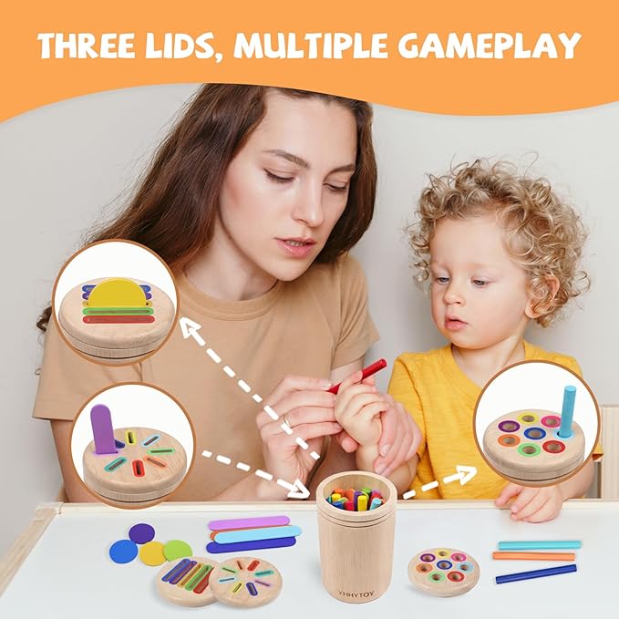 Montessori Toys for 2 3 4 Years Old, 3 in 1 Educational Sensory Color Sorting Toys for Toddlers 1-3, Fine Motor Skills Preschool Learning Activities, 2 3 4 Year Old Girls Boys Birthday Gifts
