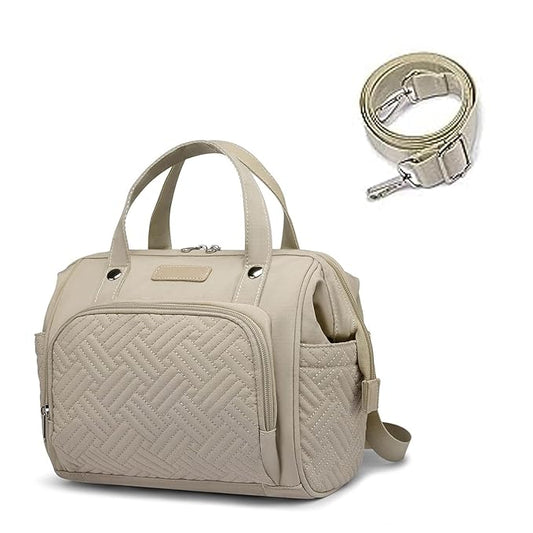 Small Diaper Bag Backpack Diaper Tote Bag, Waterproof Multi-Function Mini Tote Maternity Bags Travel Backpacks with Insulated Pockets for Mom, Apricot