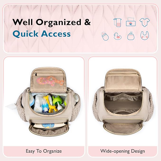 mommore Diaper Bag Small Diaper Backpack Stylish Baby Travel Backpacks with Insulated Pockets, Changing Pad, Stroller Straps