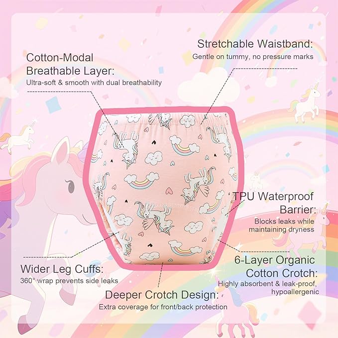 Upairy Training Pants Potty Training Underwear for Boys Girls,Toddler Potty Pants for 2T-5T,Soft Absorbent & Leak-Proof with Characters, 100% Cotton Washable (8PCS,S)