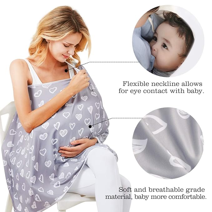 Baby Nursing Cover & Poncho - Multi-Use Privacy Cover for Baby Car Seat, Shopping Cart, Stroller