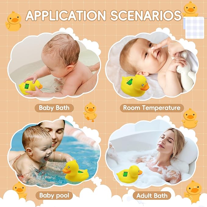 b&h Rechargeable Baby Bath Thermometer, Digital Floating Shower Thermometer for Infant Bathtub and Room, Upgraded Turn Off Function, Fast Temperature Reading, Safety Newborn Bath Time Toy (Baby Duck)