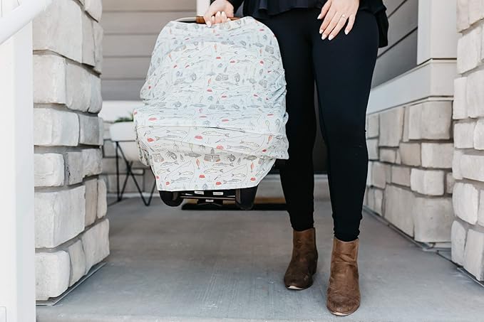 Copper Pearl Multi-Use Cover: Car Seat Covers, Nursing Cover, and Stroller Cover for Sun - Stretchy Fabric, All-Season Use, Stylish Designs, Easy Access for Moms - Trout
