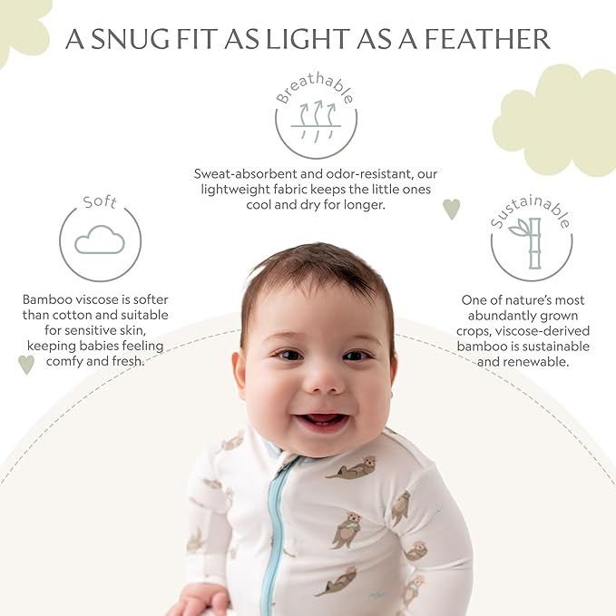 Bamboo Little Soft Baby Footie Pajamas, Baby Clothes, Newborn Sleepers, 95% Viscose and 5% Spandex, 0-24 Months