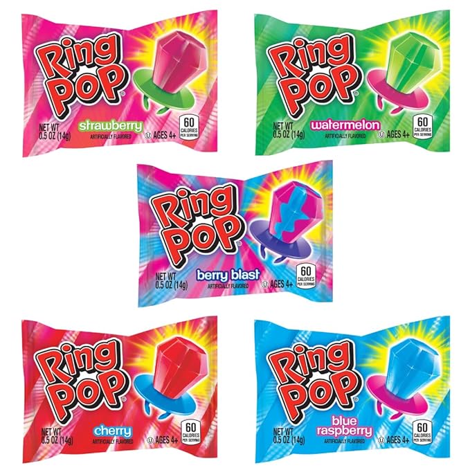 Ring Pop Individually Wrapped Bulk Lollipop- Variety Party Pack, 20 Lollipops per Bag (Case of 12 Bags)