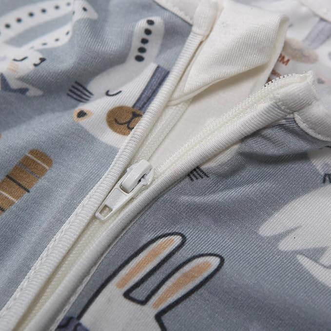 OPAWO Viscose from Bamboo Baby Pajamas Girl 2pack Mittens Cuff 2 Way Zipper Soft Footless Sleeper Baby Boy One-Piece Romper