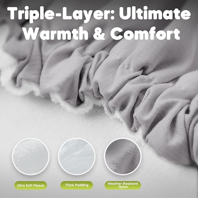 Mamatepe Winter Baby Car Seat Cover, Rain and Snow Repellent, Windproof Warm Fleece Breathable with U Shape Zipper for Newborn Car Seat, Universal for Infant Car Seat, Grey