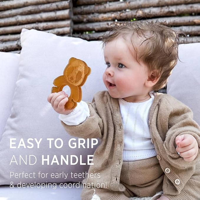 HEVEA Natural Rubber Baby Teether - for Soothing Sore and Itchy Gums, Baby Teething Toy - Bpa, Silicone Free - 4+ Months, Single Pack (Panda)