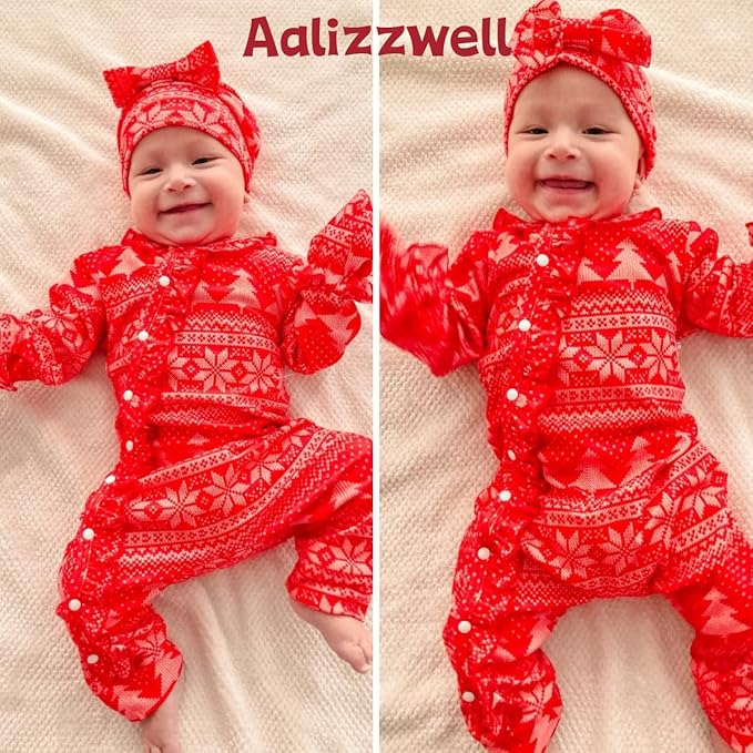 Aalizzwell Baby Girls Romper Outfit Fall Winter Clothes with Accessories