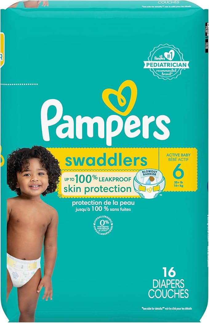 Pampers Baby Diapers - Swaddlers - Size 6, 16 Count, Ultra Absorbent Disposable Infant Diaper