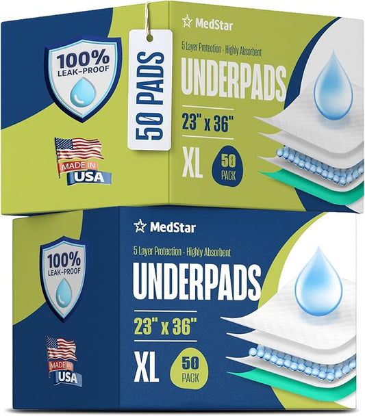 Disposable Underpads 23"x36" XXL (50-Count) Green – Leakproof, Ultra Absorbent Incontinence Bed Pads for Adults, Kids, Pets & Seniors – Disposable Chux Pee Pads