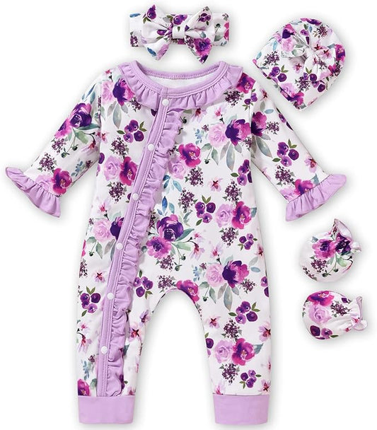 Aalizzwell Baby Girls Romper Outfit Fall Winter Clothes with Accessories